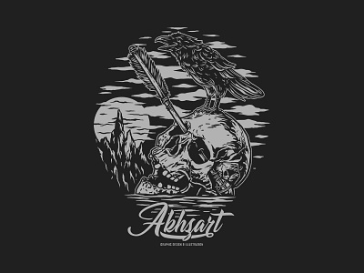 Head Hunter akhzart apparel design band merch clothing design dead design graphic design graphic tee hunter illustration merch raven sketchbook skull skull art streetwear t shirt design vector