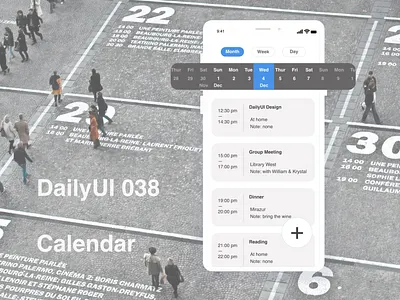 DailyUI038 Calendar calendar daily 100 challenge dailyui dailyui038 dailyui38 events mobile mobile app mobile design