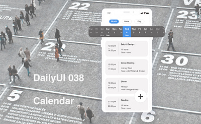 DailyUI038 Calendar calendar daily 100 challenge dailyui dailyui038 dailyui38 events mobile mobile app mobile design