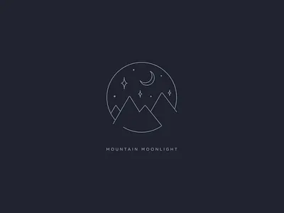 Mountain Moonlight badge logo branding circle logo illustration logo minimal nature star