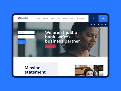 Sunwest Bank Website bank banking blue branding button color design flat logo photography red sunwest tablet type typography ui web website