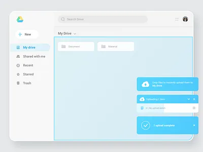 31 File Upload blue clean cloud cool dailyui design file sharing file upload gradient gray inspiration minimal popup simple sketch stylish ui ux web webapp