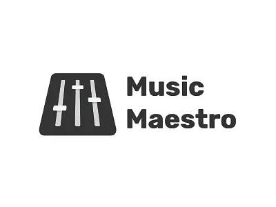 Music Maestro black branding console console music grey label logo maestro mixer music music console music maestro music mixer music producer music sliders producer record label studio white