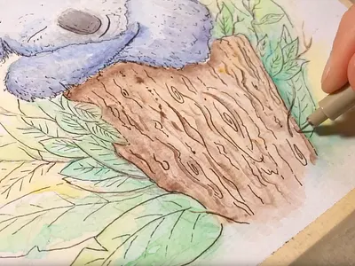Sleeping Koala - watercolor painting animals art drawing fine art illustration ink paint painting pen steven skadal watercolor