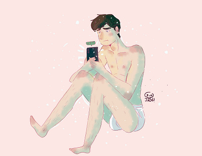 message <3 boy cute gay illustration pink sad