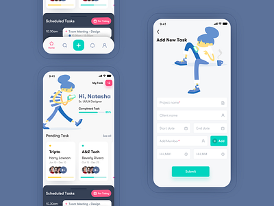 Tasker - Office Task Manager app concept app design colorful illustration ios light theme management app mobile mobile app office task management uiux