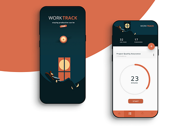 WORKTRACK - Task Management UX app illustration pomodoro task list task management task manager tasks timer to do to do app to do list to do list to do ux ui user experience user experience design user interface ux design uxui vector