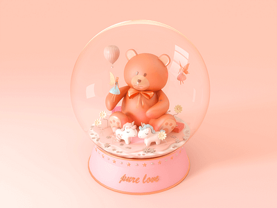 Crystal ball bear c4d c4dart gift love