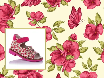 Seamless pattern with flowers and butterfly child leather ornamen pattern seamless