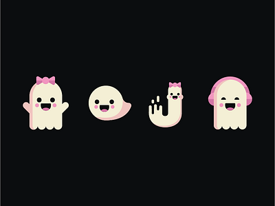 Ghosts character design cute demon flat ghost halloween icon logo pink