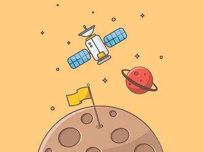 discovery 2d animation art design illustrator mars space spaceship stars vector