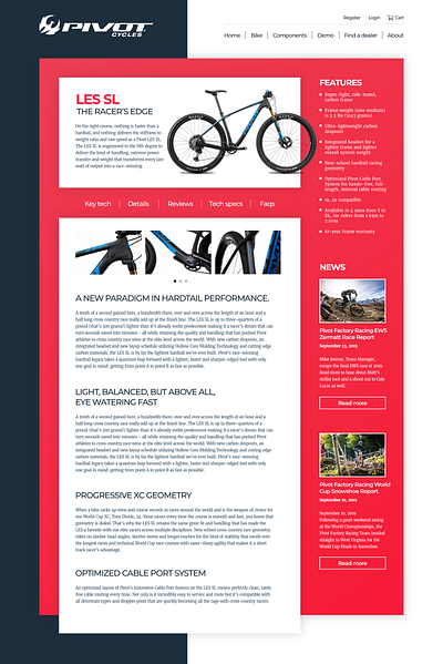 Product page UI - Pivot Cycles branding clean clean ui design graphic design mountain bike mtb outdoor product product design product page ui ui design ui ux uidesign ux design uxdesign vector web design