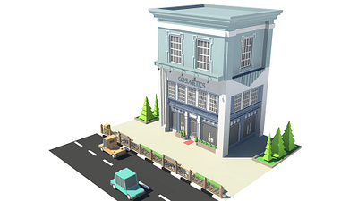 Cosmetics Store 3d 3d art 3d model 3d modeling 3dmodel 3dmodeling building car cosmetic cosmetics design environment exterior illustration isometric lowpoly market maya shop store