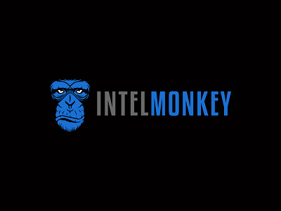 INTELMONKEY animal logo blue chimpanzee cybersecurity graphicdesign illustration intel jungle logo design monkey monkey logo startup logo wacom