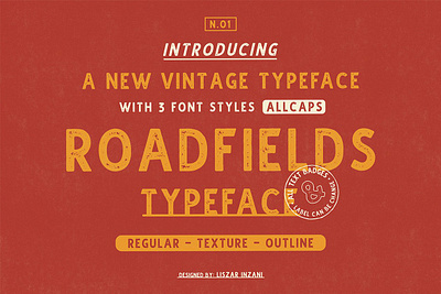 Roadfields Typeface best fonts branding design display font font font design fonts graphic design grunge font grunge texture retro font retro fonts sans serif signange textured font typeface typefaces vintage design vintage font vintage lettering