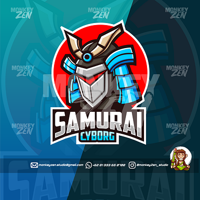 Samurai Cyborg mascot esport logo design charachter cyborg e sport esport game gamer logo mascot samurai sport vector