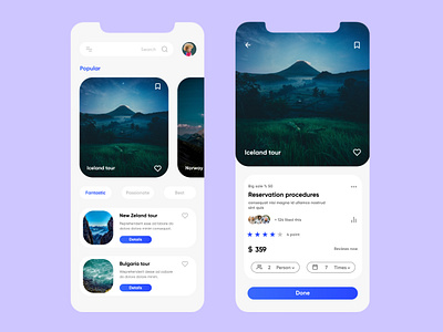 Tour App app app design clean design design figma minimal mobile app mobile application tour typography ux uı