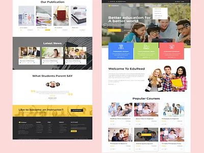 EduRead - Education landing Page Design application creative daily ui dashboard digital education graphics home page illustration interface landing page latest design logo typography uiux user web web design website white