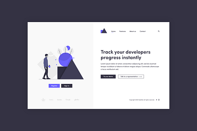 GeekDev landing page design 2d branding design flat illustration minimal minimalist ui web website