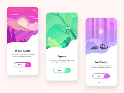 Onboarding app screen app design app illustration app ui colorful creative minimalist onboarding onboarding screen panda illustration simple ui ui design
