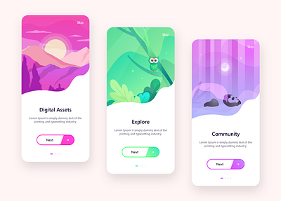 Onboarding app screen app design app illustration app ui colorful creative minimalist onboarding onboarding screen panda illustration simple ui ui design