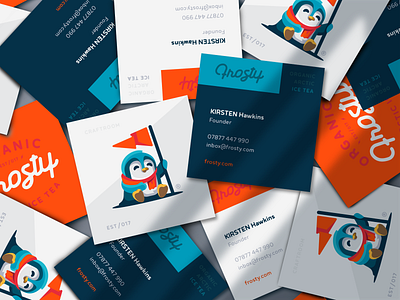 Frosty Business Card arctic bird branding business card design frosty icetea illustration logo logotype mark penguin tea winter