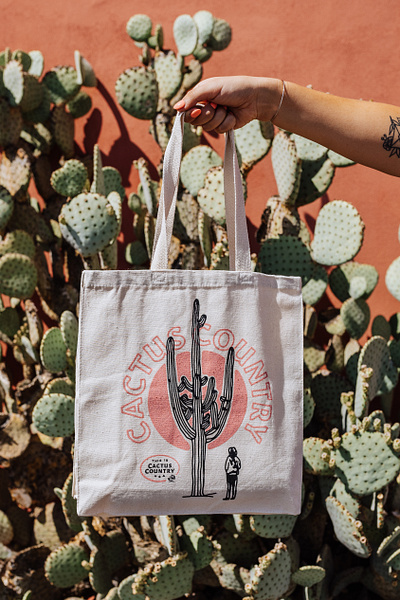 Cactus Country Tote arizona cactus cactus counrtry desert illustration saguaro sunset tote