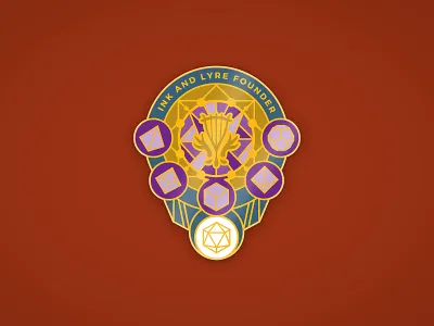 Ink and Lyre Founder Pin d20 dice dungeons and dragons enamel pin enamelpin lapel pin rpg