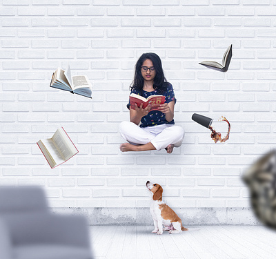 Levitating Reader design girl levitation photography photomanipulation photoshop