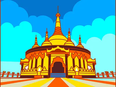 Buddha Dhatu Jadi, Bandarban Golden Temple bangladesh illustration vector