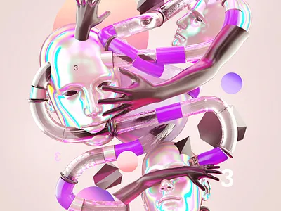 Connected 3D Art abstract abstract art artwork cinema4d colorful gradient iridescent klarens octane octanerender poster poster art vaporwave