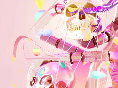 head skull 3d abstract 3d 3d art abstract abstract art artwork cinema4d colorful gradient hand head iridescent klarens octane poster poster art skull vaporwave