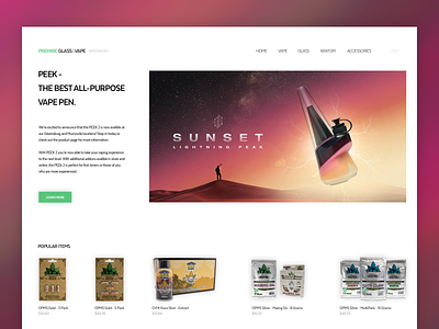Local Smoke/Glass Shop clean glass local minimal shop small business smoke store ui vape web