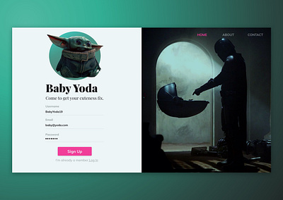 Baby Yoda Sign In baby yoda dailyui design ui visual design