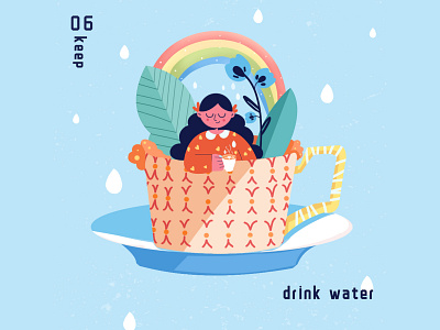 Insist on drinking water app design flat illustration ui vector 插图