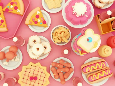 Pink Party 3d c4d food illustration party pink