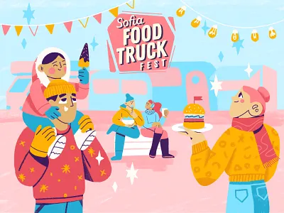Holiday Foodies character christmas fest festival food foodie gastronom illustration photoshop procreate texture truck yum