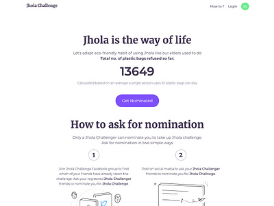 Jhola Challange design home screen homepage jhola challange jhola challange