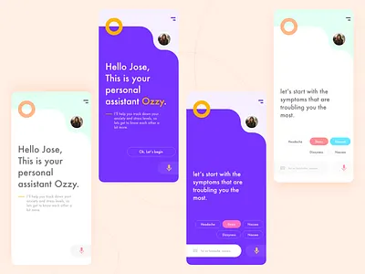 Personal Assistant - Mobile App anxiety app application design blue branding clean dark ui health illustration ios light ui medical minimal minimalistic mobile ui design uiux ux whitespace