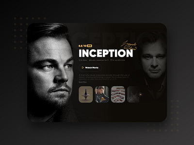 Video Intro Page UI Concept🎥🎞 black clean color concept dark design imdb inception intro leonardo dicaprio minimal movie ui ui ux uidesign uiux video web webdesign yellow