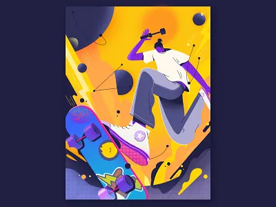 Skater Boy character design digital painting drawing fashion illustration procreate skateboard vector young