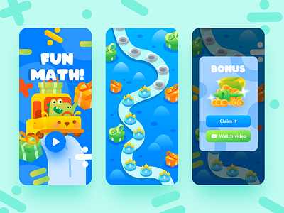 Fun Math Game Concept character design game gradient illustration math ui vector web