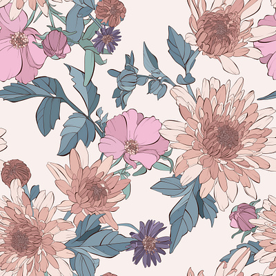 Seamless pattern with autumn flowers autumn floral flower seamless seamlesspattern