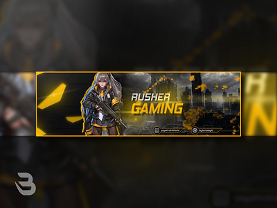 RUSHER GAMING BANNER CARD banner banner design branding card design esports logo gaming logo logodesign yellow youtube