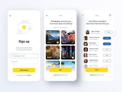 Travel App app design discover follow friends harbor list login nature share sign social travel ui ux