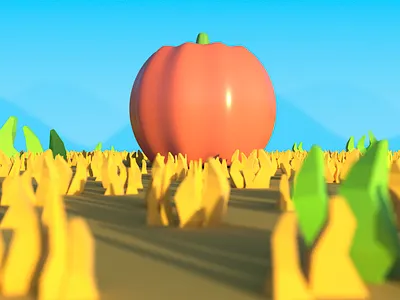 Pumpkin on the field 3d 3d art cartoon field maya pumpkin