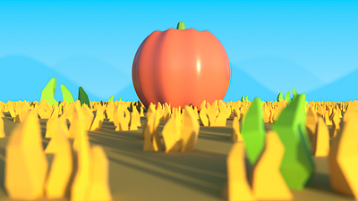 Pumpkin on the field 3d 3d art cartoon field maya pumpkin