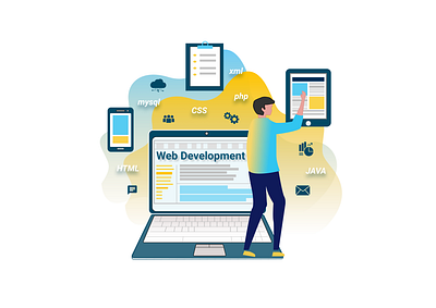 WEB DEVELOPMENT addiction digital icon illustrator vactor web