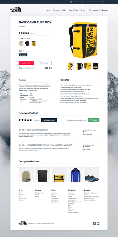 The North Face Product Page - new web ui app creative design flat minimal product design product page simple the north face ui ui ux ui ux design ux vector web design website website design