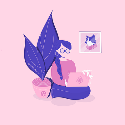 Girl on laptop business character creative girl graphic graphic design illustration laptop life marwative programming sketchbook technology technology logo woman